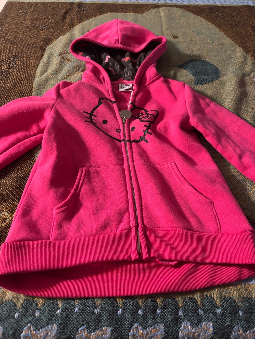 Hello Kitty Hot Pink Hooded Zip-Up Sweatshirt